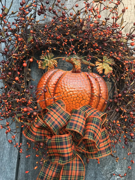 Country Harvest Pumpkin Wreath 24"