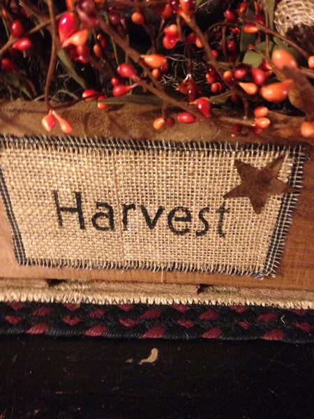 Primitive Harvest Box Lantern Arrangement