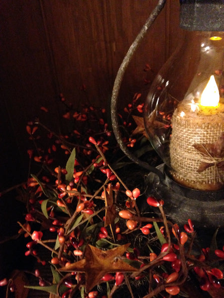 Primitive Harvest Box Lantern Arrangement