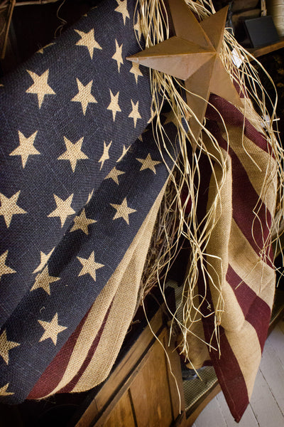 18'' Tea-Stained Burlap American Flag Wreath