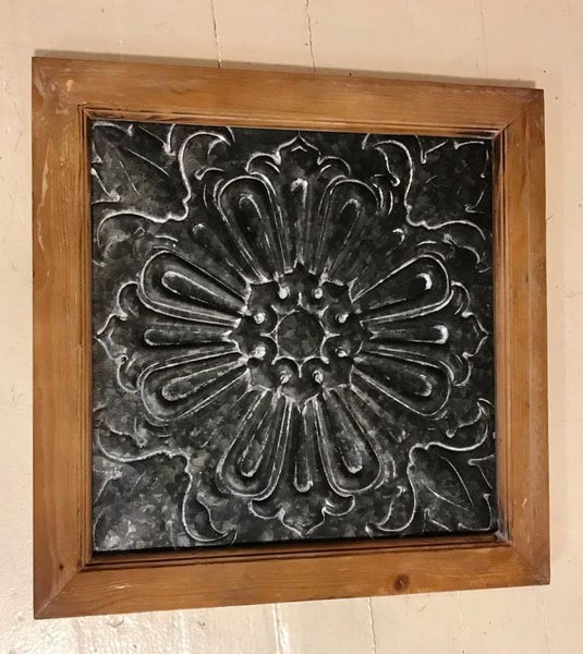 Metal Wall Hanging in Wood Frame