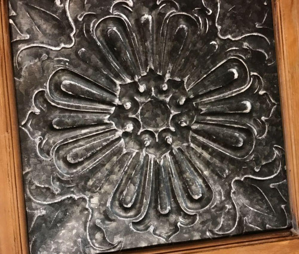 Metal Wall Hanging in Wood Frame